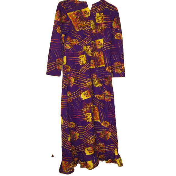 Vintage D Bess Psychedelic Ruffle Maxi Dress READ - Picture 3 of 9